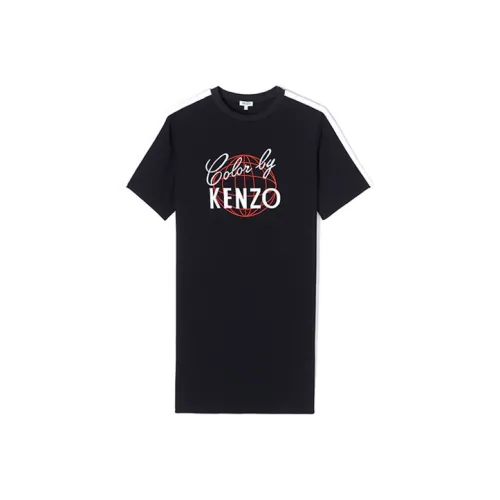KENZO Черное Женское Короткое Платье с Рукавами