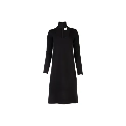 Bottega Veneta Длинное платье с длинными рукавами женское черное