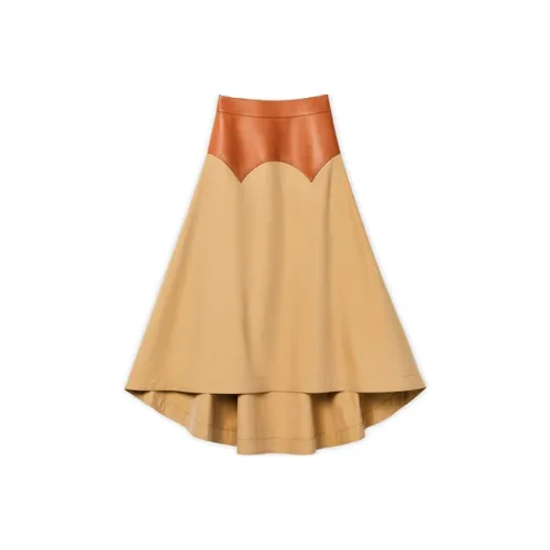 LOEWE SS21 Кожа Длинный Юбка Женские Коричневый