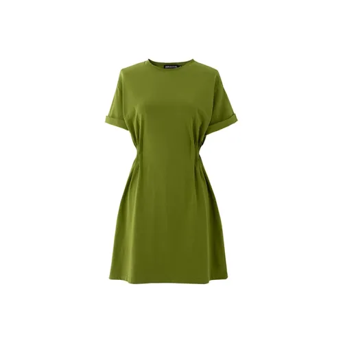 SOON FLOWER Короткий рукав Платье Летнее Женское Зеленое
