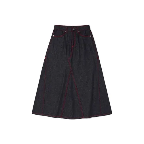 KIRSH X TRUERELIGION SS24 Denim Long Skirt Women's Dark Blue KIRSH X TRUERELIGION SS24 Деним Длинная Юбка Женская Темно-синий