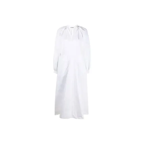 JIL SANDER Белое Женское Длинное Платье с Рукавами