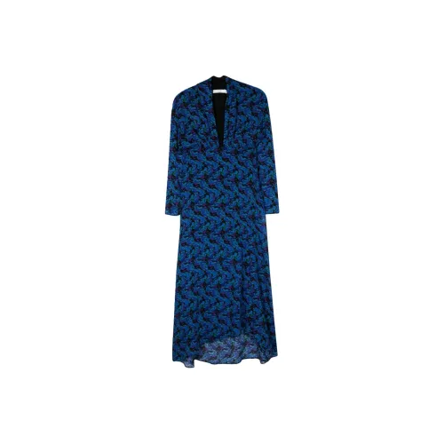 IRO Длинное платье с длинными рукавами женское синее