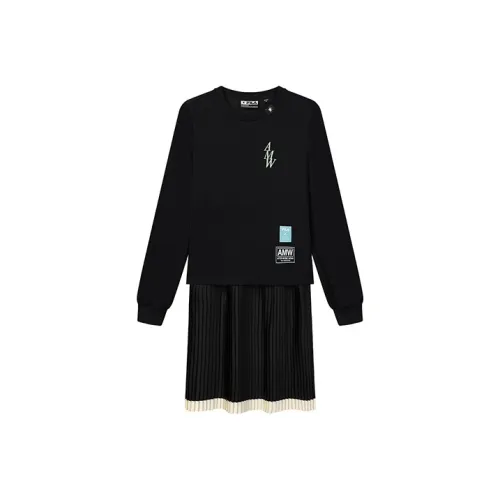 FILA MIHARA YASUHIRO Collaboration Collection Глубокий черный Женские Длинные Платья с рукавами