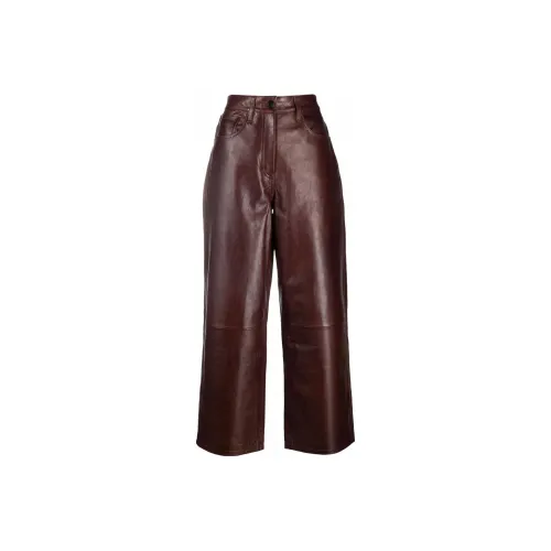 DRIES VAN NOTEN Кожаные брюки Женские Коричневый