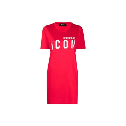 DSQUARED 2 Red Женские Короткие Платья с Рукавами