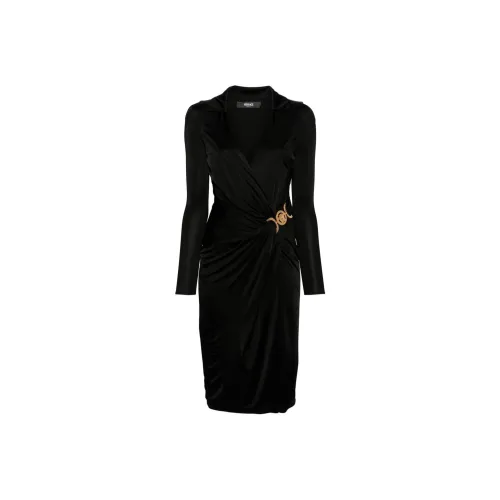 VERSACE Длинное платье с длинными рукавами женское черное