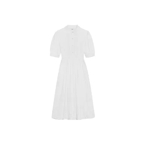 CELINE FW21 Длинное платье с длинными рукавами женское белое