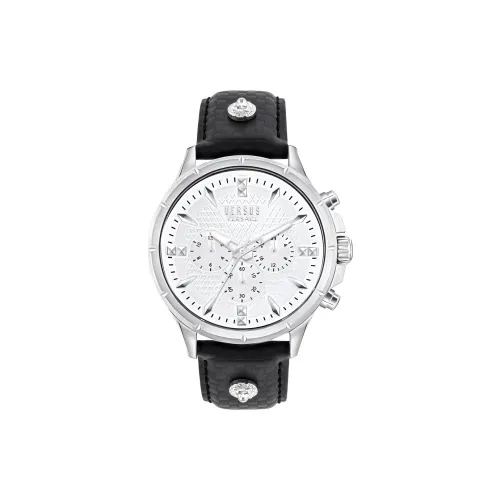 VERSUS Chrono Lion Modern Collection Наручные часы Кварцевый механизм Кожаный ремешок 45 мм Серебристый циферблат Мужские часы