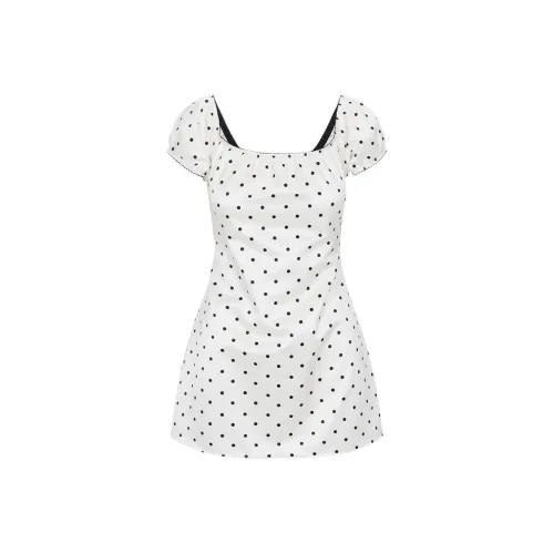 Realisation Par The Marissa Короткий рукав Платье Женское Маленькое пятно с Черными и Белыми точками