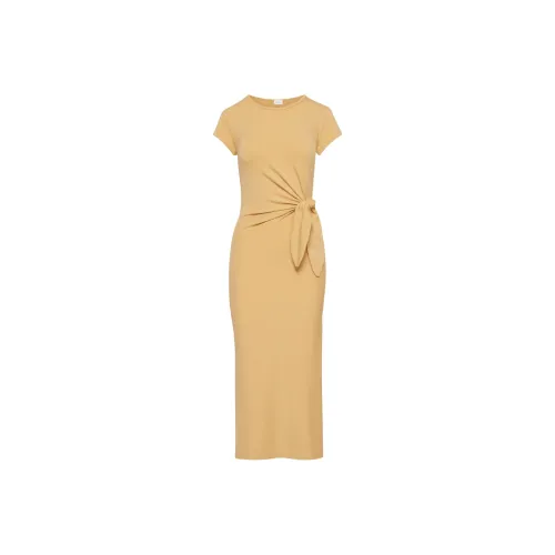 ARITZIA WILFRED Удача Maxi Dress Короткий рукав Платье Женское Мягкий Абрикосово-персиковый Tender Абрикосово-персиковый