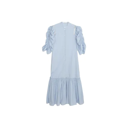 CINOH Blue Женские Короткие Платья с Рукавами