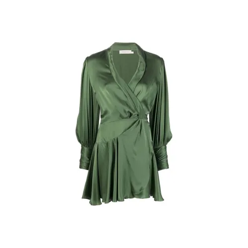 Zimmermann Зеленое Женское Длинное Платье с Рукавами