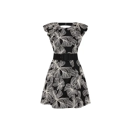 REBECCA VALLANCE Короткое платье с короткими рукавами женское черное