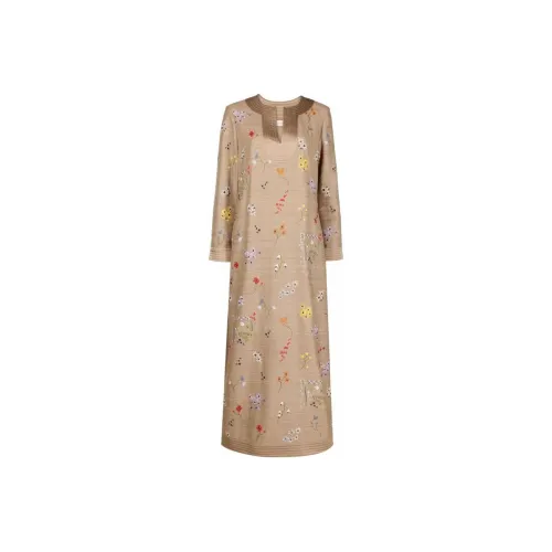 Tory Burch Абрикос Женские Длинные Платья с Рукавами