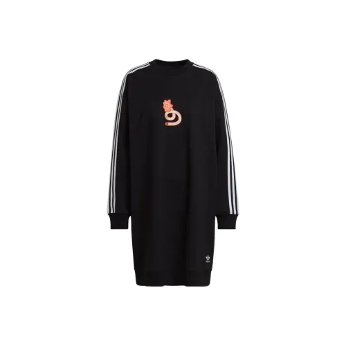 Adidas Originals Длинное платье с длинными рукавами женское черное