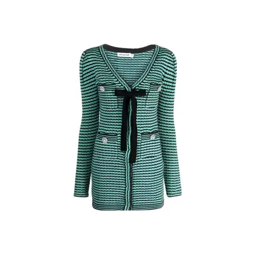 Self Портрет FW21 Длинное Платье с Длинными Рукавами Женское Зеленое