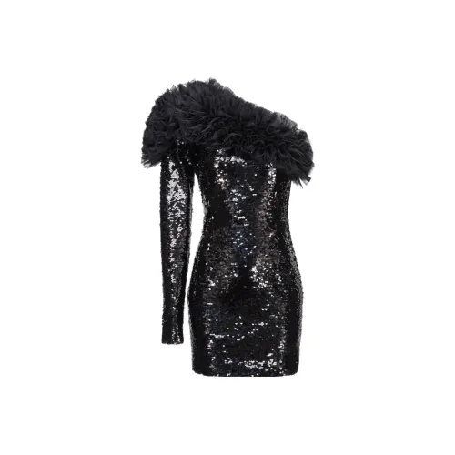PINKO Черное Женское Длинное Платье с Рукавами