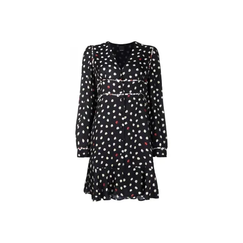 PINKO Черное Женское Длинное Платье с Рукавами