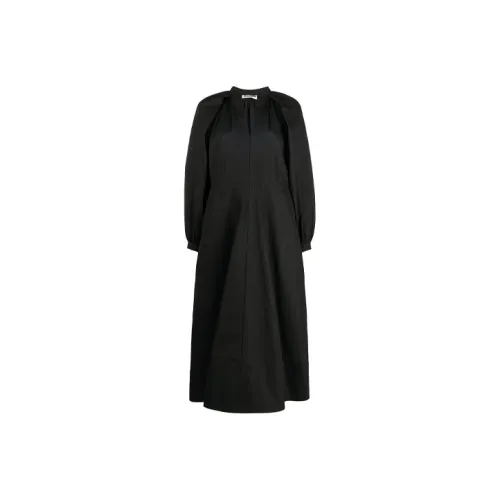 JIL SANDER Черное Женское Длинное Платье с Рукавами