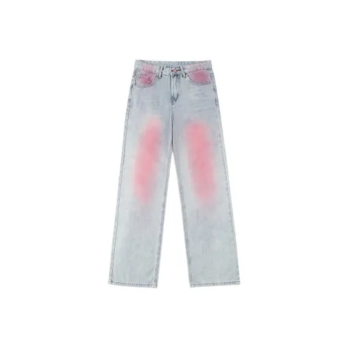 HUINIAN Джинсы Женские Светло-Синий и Розовый