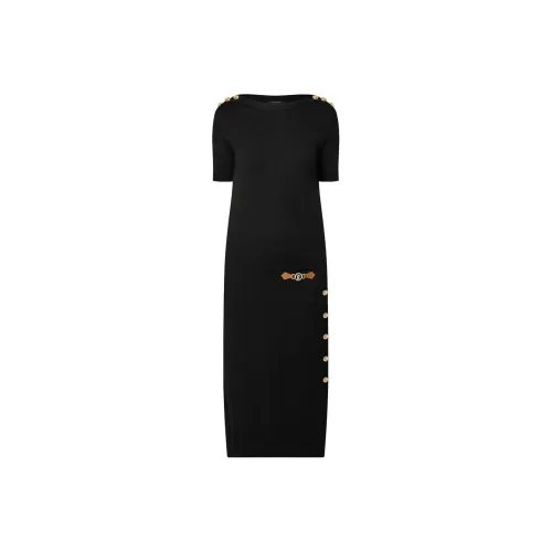 LOUIS VUITTON FW24 Короткое платье с короткими рукавами женское черное