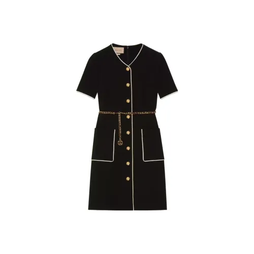 GUCCI FW22 Короткий рукав Платье Женское Черное