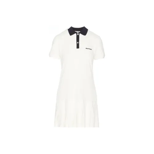 MIU MIU Белое Женское Короткое Платье с Рукавами