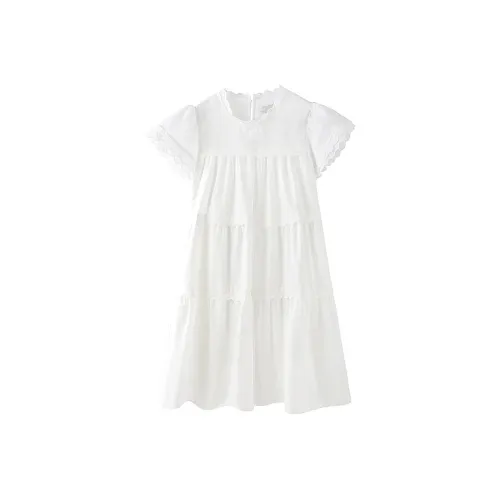 JOSR Короткий рукав Платье Женское Белое