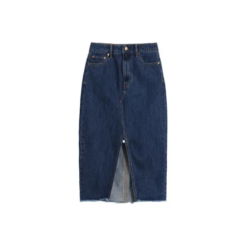GAP Темно-синие женские джинсовые длинные юбки