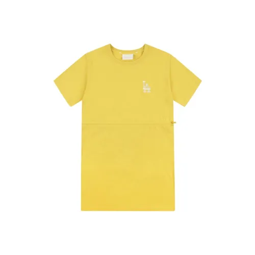 Mlb Base Logo Короткий рукав Платье Женское Желтое