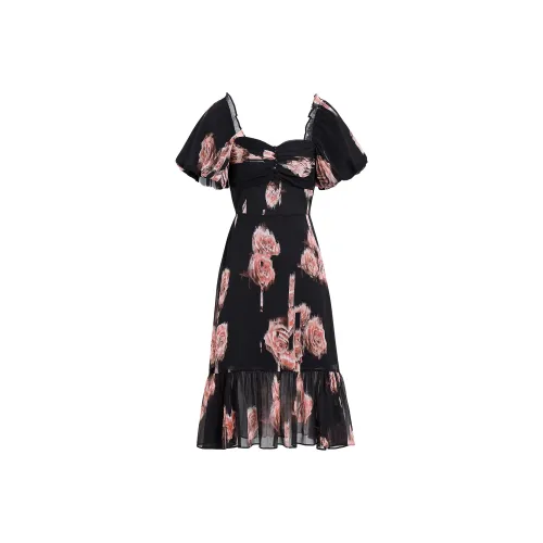 AUI Короткий рукав Платье Женское Черное