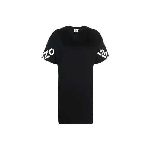 KENZO Черное Женское Короткое Платье с Рукавами