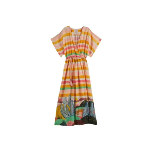 Scotch Soda Короткий рукав Платье Женское Многоцветное Клетка