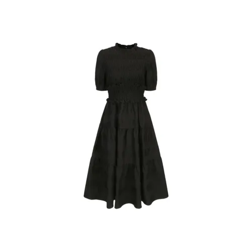 INITIAL Короткий рукав Платье Женское Черное