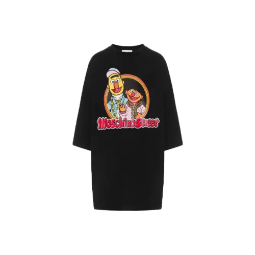 MOSCHINO Черное Женское Короткое Платье с Рукавами