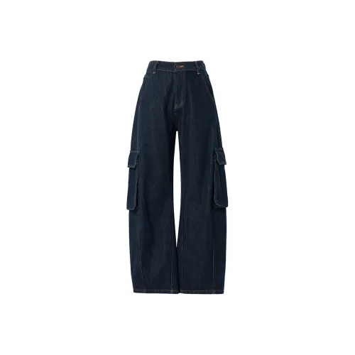 SOON FLOWER Джинсы Унисекс Темно-синий