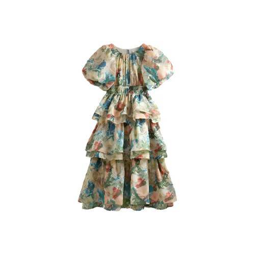 Other Stories Короткий рукав Платье Женское Розовый Бирюзовый Бежевый