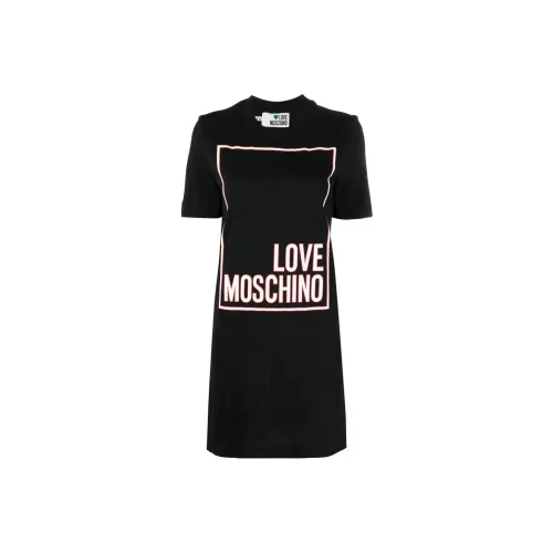 LOVE MOSCHINO Черное Женское Короткое Платье с Рукавами