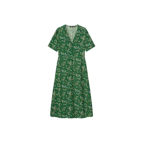 UNIQLO Бирюзовый Женские Платья с Коротким Рукавом