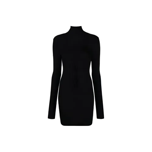 Givenchy Черное Женское Длинное Платье с Рукавами