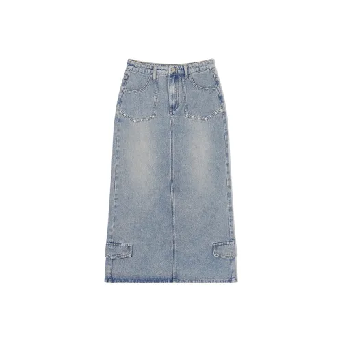 EPTISON WOMAN Винтажный деним синий Женские джинсовые длинные юбки