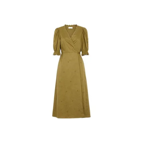 COACH Оливково-зеленый Женские Короткие Платья с Рукавами