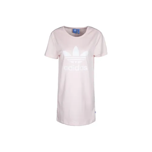 Adidas Originals Короткий рукав Платье Женское Розовое