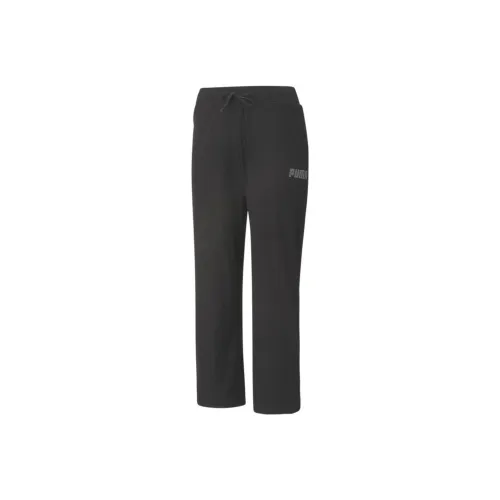 PUMA MODERN BASICS Ткани в рубчик широкие тренировочные штаны женские черные