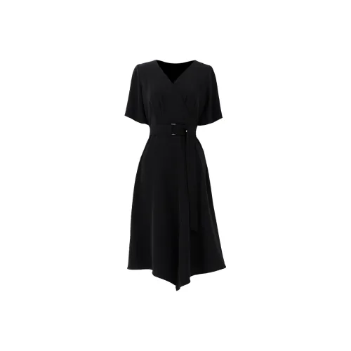 SOON FLOWER Короткий рукав Платье Женское Черное