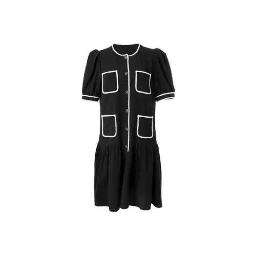 LOFT SHINE Черное Женское Короткое Платье с Рукавами