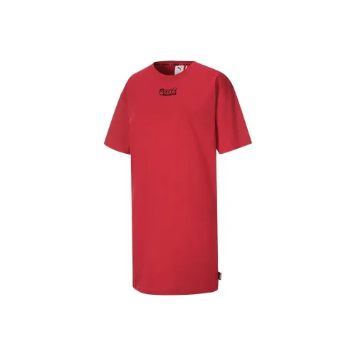 PUMA Red Женские Короткие Платья с Рукавами