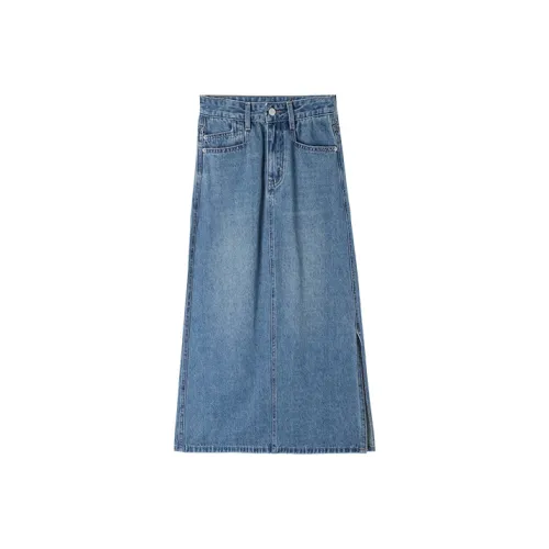 HIPPIEMISS Denim Long Skirt Women's Vintage Blue HIPPIEMISS Деним Длинная Юбка Женская Винтажный Синий