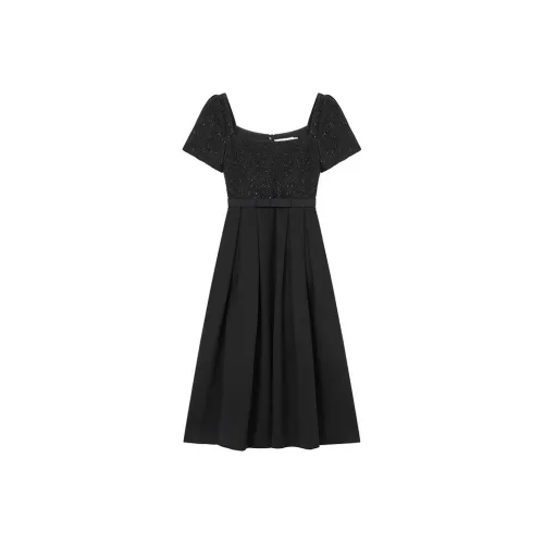 Self Portrait Короткий рукав Платье Женское Классический черный